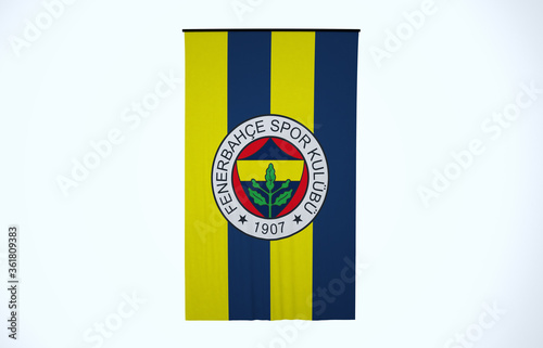 Fenerbahçe Sports Club Flag, Wavy Fabric Flag, Football Team Flag, 3D Render