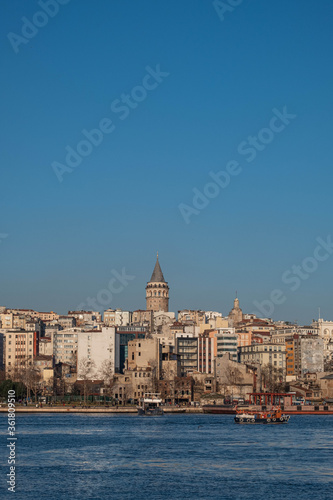 View of the city and Galata tower from the sea © mustafaoncul
