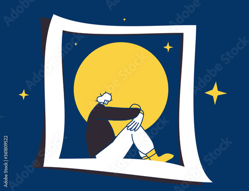 Mental disorder. Vector hand drawn color person.