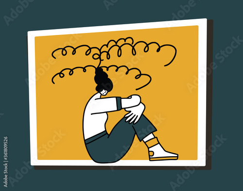 Mental disorder. Vector hand drawn color person.