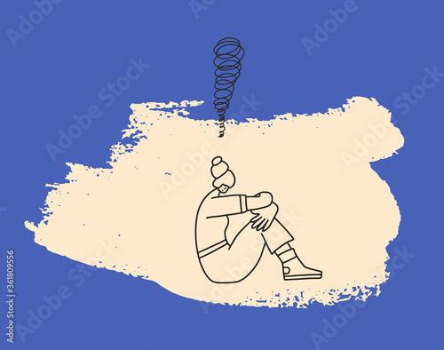 Mental disorder. Vector hand drawn color person.