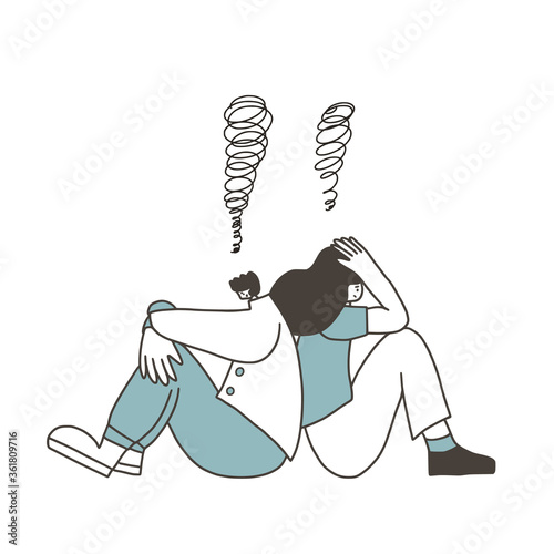 Mental disorder. Vector hand drawn color person.
