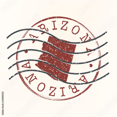 Arizona Stamp Postal. Map Silhouette Seal. Passport Round Design. Vector Icon. Design Retro Travel.