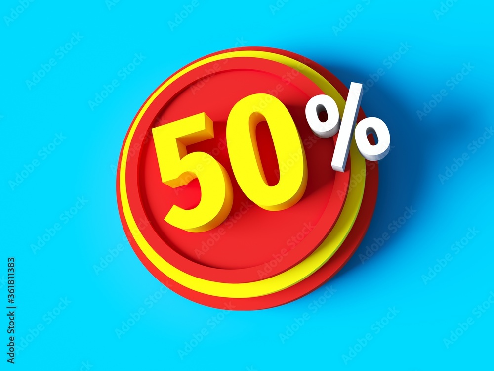 50% discount - 3d rendered concept banner design. Sale abstract creative layout. Bitmap raster digital illustration poster. Business finance sign. Advertising promotion badge. 50% discount - 3d rendered concept banner design. Sale abstract creative layout. Bitmap raster digital illustration poster. Business finance sign. Advertising promotion badge.