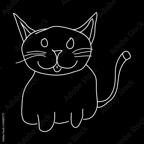 Εκτύπωση καμβά Cat - kids children chalk drawing