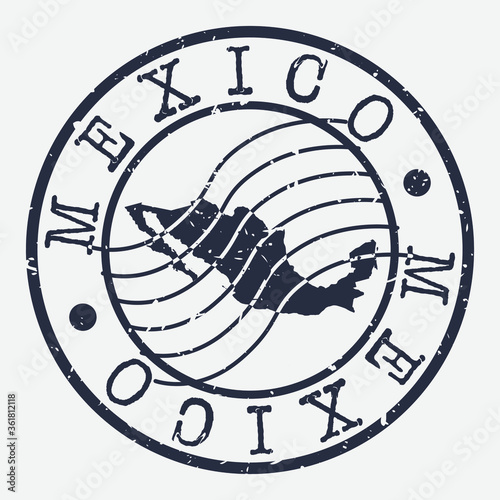 Mexico Stamp Postal. Map Silhouette Seal. Passport Round Design. Vector Icon. Design Retro Travel.