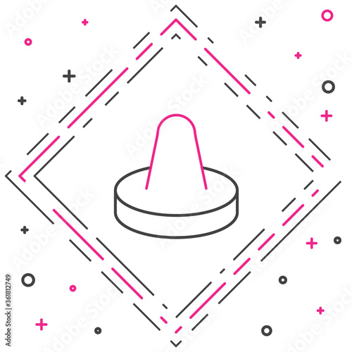 Line Mallet and puck for playing air hockey game icon isolated on white background. Colorful outline concept. Vector Illustration.
