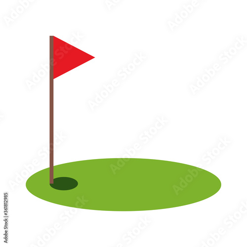 golf flag flat style icon design, Sport hobby competition and game theme Vector illustration