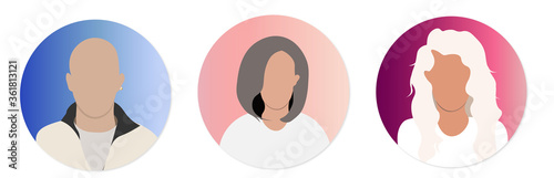 Persona, user research, vector avatar, many faces