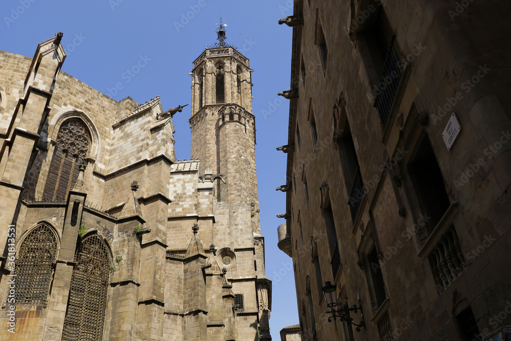 Fototapeta premium The cathedral santa maria in the gothic quarter of Barcelona