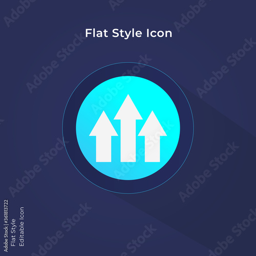 Three arrow going to up business icon in flat style.