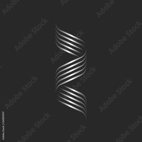 Initial letter Z logo feminine script  modern creative calligraphic monogram mark  metallic gradient smooth overlapping thin lines stripes  business card emblem