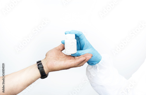 hands of the patient and doctor close-up. Treatment concept