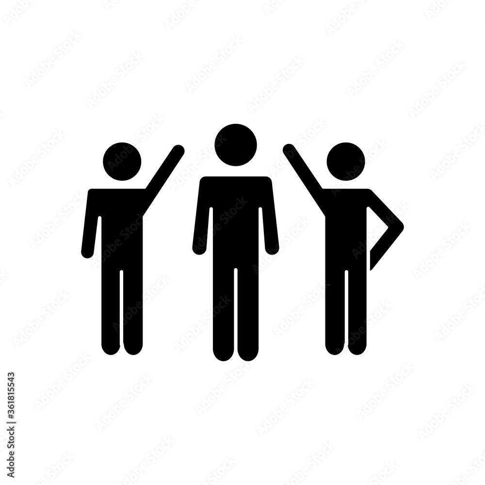 pictogram men waving another man standing, silhouette style pictogram men waving another man standing, silhouette style