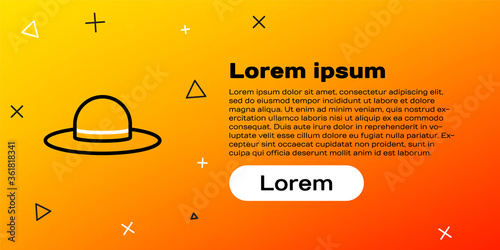 Line Elegant women hat icon isolated on yellow background. Colorful outline concept. Vector Illustration.