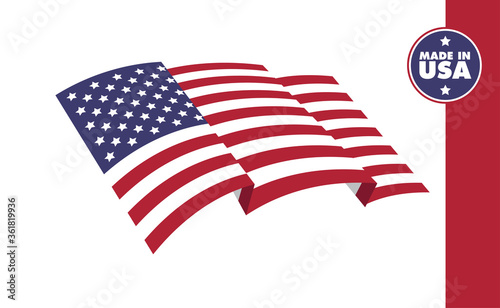 USA flag, national emblem of the United States of America. Vector design. Independence day patriotic symbol.