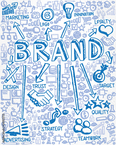 Vector Illustration of Blue Icons with Brand Concept