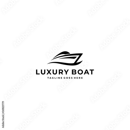 Simple modern Sailboat dhow ship line art logo design