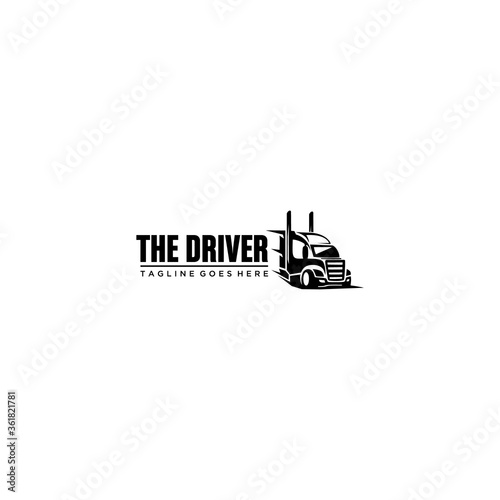 Illustration of head of a large truck for transporting heavy goods containing containers logo design.