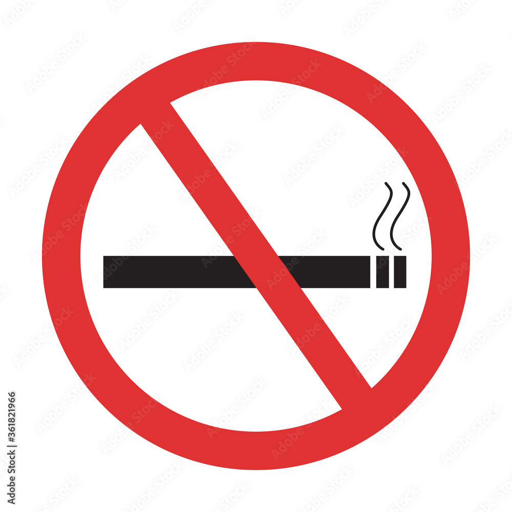 No cigarette sign. Smoking forbidden symbol for bar, cafe or gas station. Do not smoke sticker No cigarette sign. Smoking forbidden symbol for bar, cafe or gas station. Do not smoke sticker