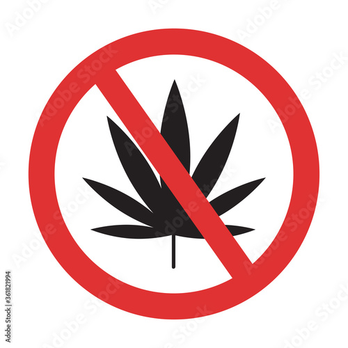 Marijuana forbiddden sign. No weed symbol. Do not smoke cannabis