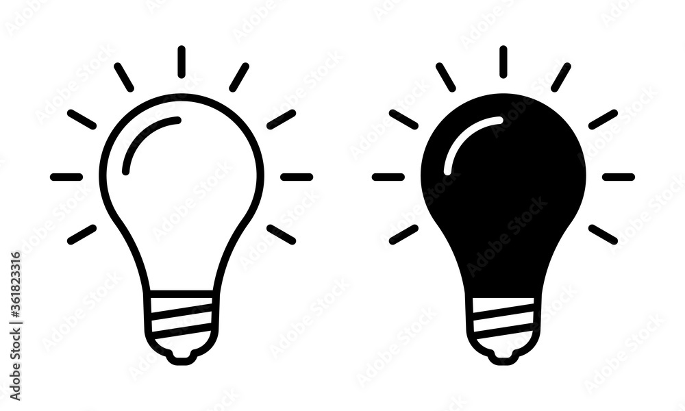 Lamp icon set. Light bulb sign. Idea, solution or innovation outline symbol. Vector illustration. Lamp icon set. Light bulb sign. Idea, solution or innovation outline symbol. Vector illustration.