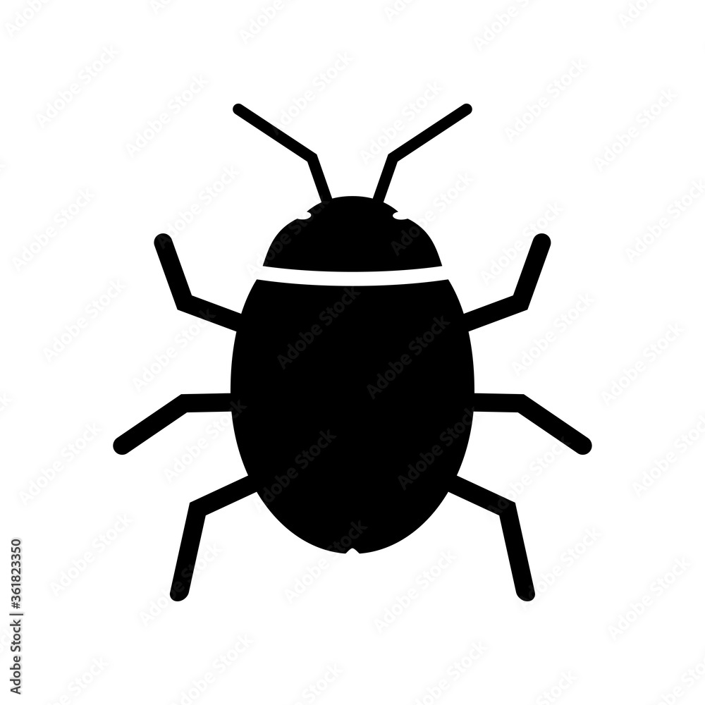 Bug icon. Beetle insect symbol. Computer virus logo. Vector illustration. Bug icon. Beetle insect symbol. Computer virus logo. Vector illustration.
