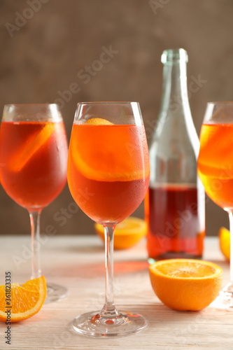 Composition with aperol spritz cocktail. Summer cocktail