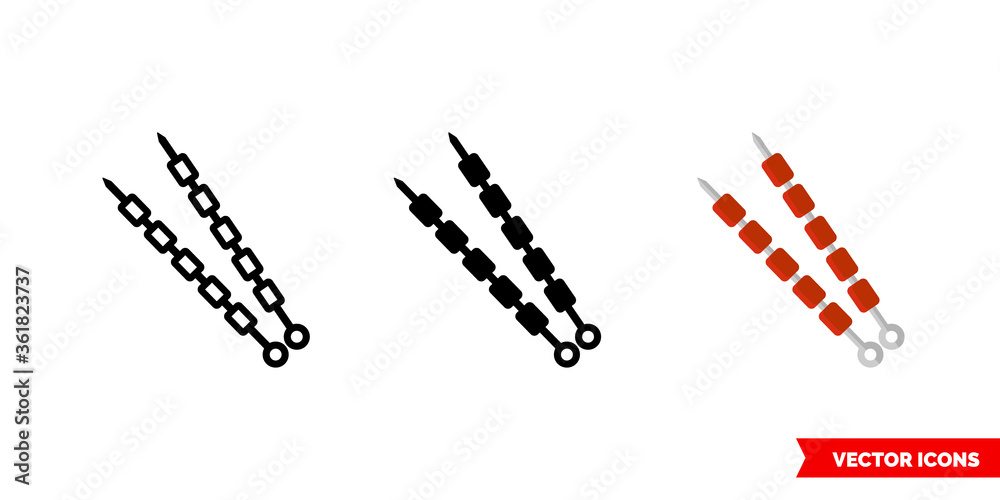 Barbecue icon of 3 types. Isolated vector sign symbol.