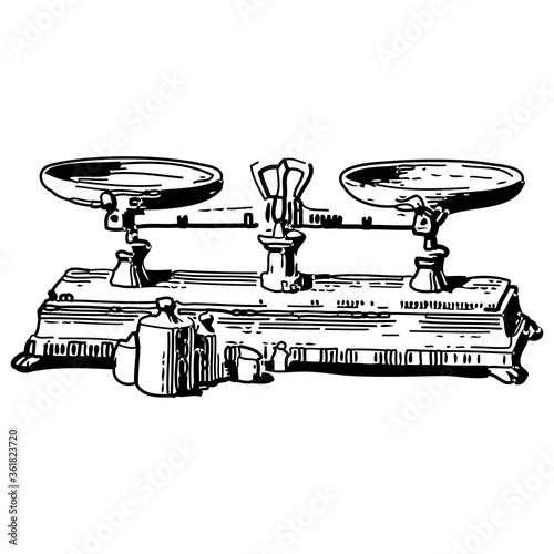Vintage engraving of a mechanical weighing scale