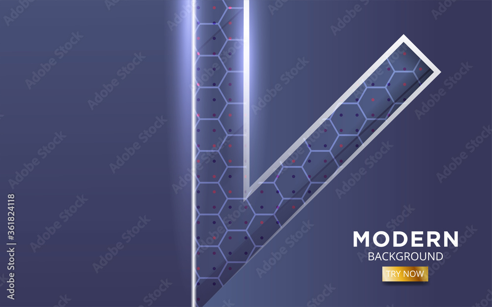modern premium blue shape future vector background banner with lines and dot in hexagon texture.