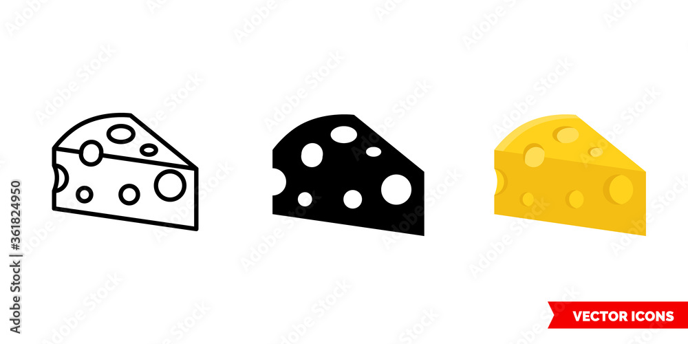 Cheese icon of 3 types. Isolated vector sign symbol. Stock Vector ...