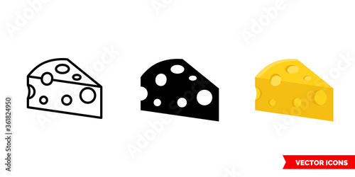 Cheese icon of 3 types. Isolated vector sign symbol.