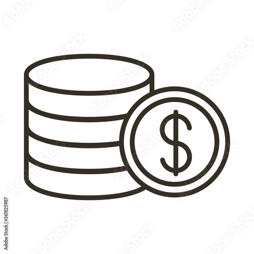 coins money dollars line style icon