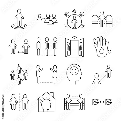 bundle of distance social set icons