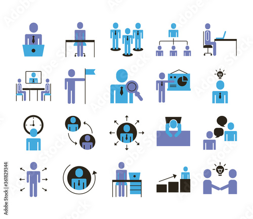 bundle of business people avatars set icons