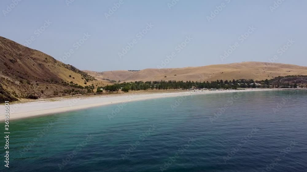 The fine white sand beach of Rapid Bay in South Australia - aerial The fine white sand beach of Rapid Bay in South Australia - aerial