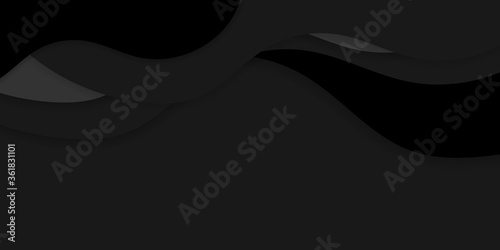 Vector luxury tech background. Stack of black paper material layer with dark stripe. Arrow shape premium wallpaper