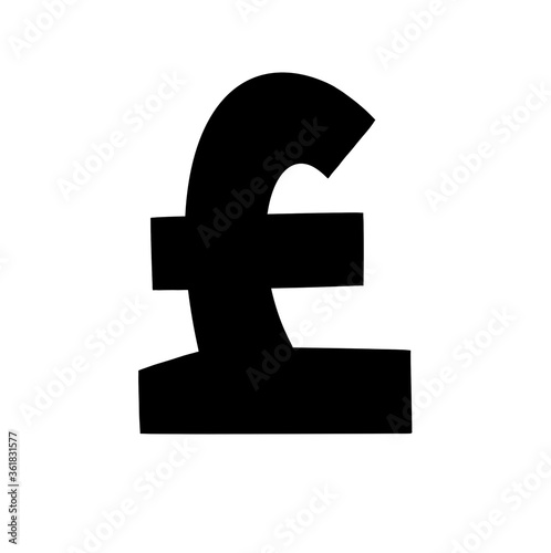 Pound sterling currency vector illustration.Black and white doodle currency. Images of the pound sterling symbol. Isolated line art technical drawing. Editable stroke