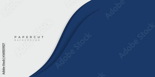 Paper Cut Blue White 3D Wave Shapes Curve. Modern Origami Design for Business Presentations, flyers, posters, banner, brochure. vector illustrator