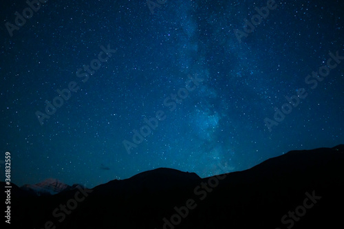 Mountain Silhouette Under Summer Stars Night Sky