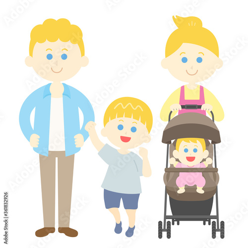 白人家族のイラスト