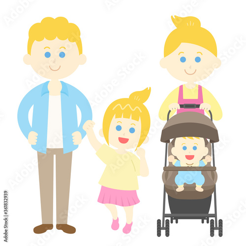 白人家族のイラスト