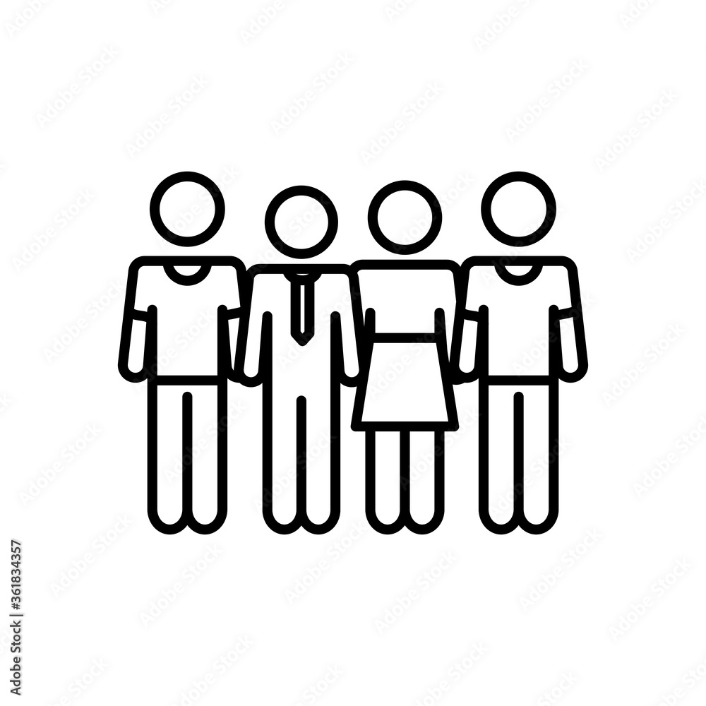 pictogram woman, men and businessman standing, line style pictogram woman, men and businessman standing, line style