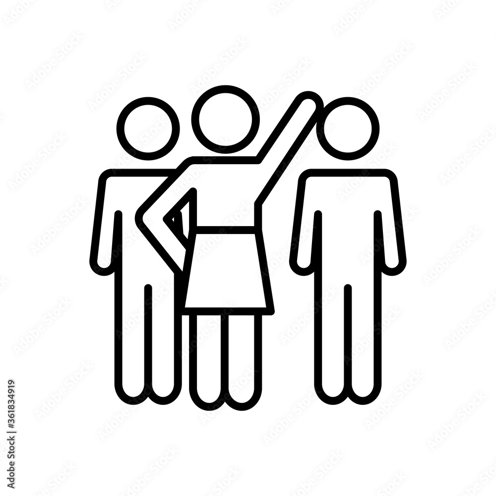 pictogram men and woman waving, line style pictogram men and woman waving, line style