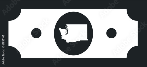 United States Federal Map of Washington within Black and White United States Dollar Bill
