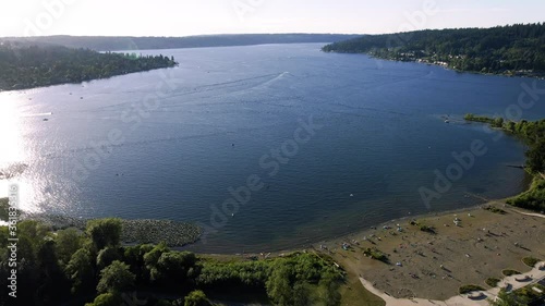 Beautiful Lake Sammamish Summer Aerial with Popular Beach photo