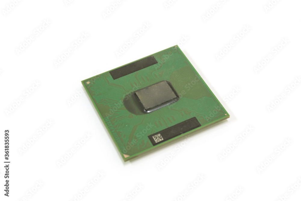 Top of Computer notebook CPU cache memory 1 megabytes on white background, isolated.
