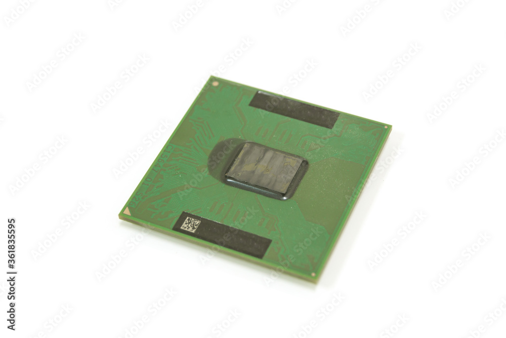 Top of Computer notebook CPU cache memory 1 megabytes on white background, isolated. Top of Computer notebook CPU cache memory 1 megabytes on white background, isolated.