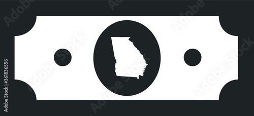 United States Federal Map of Georgia within Black and White United States Dollar Bill